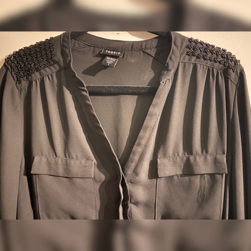 Black Blouse with Beautiful Shoulder Detail